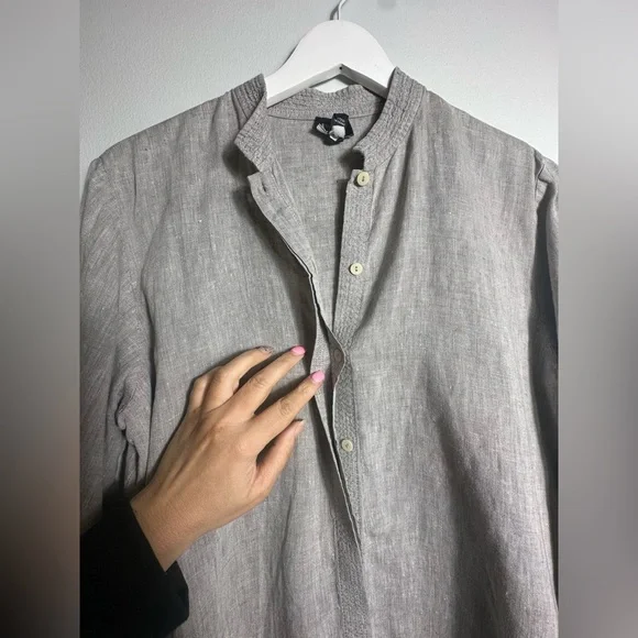 Eileen Fisher  Linen Gray Shirt Medium - Picture 8 of 11